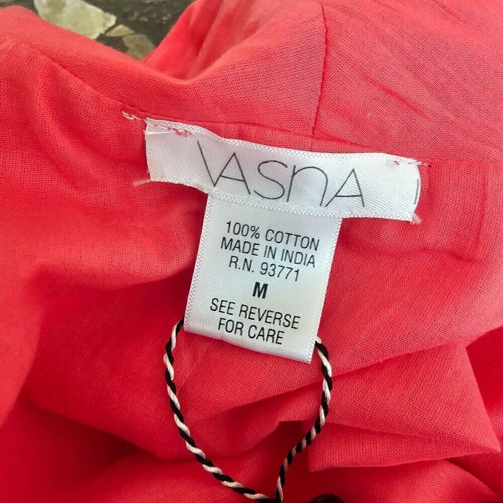 Vasna Paradise Pink Coral Sleeveless Wrap Dress - 100% Cotton - Size Small - Picture 3 of 13